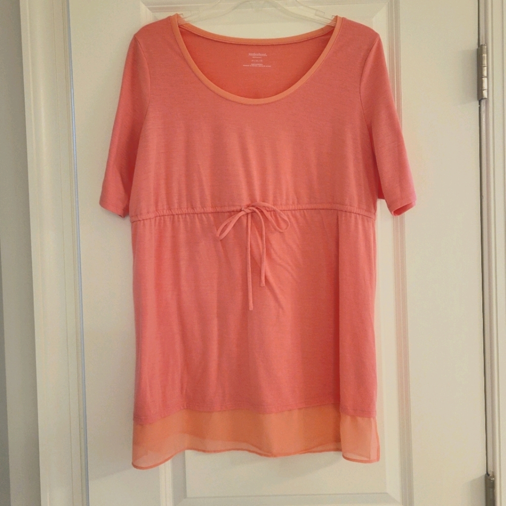 Pink Maternity Top with Built-in Tie